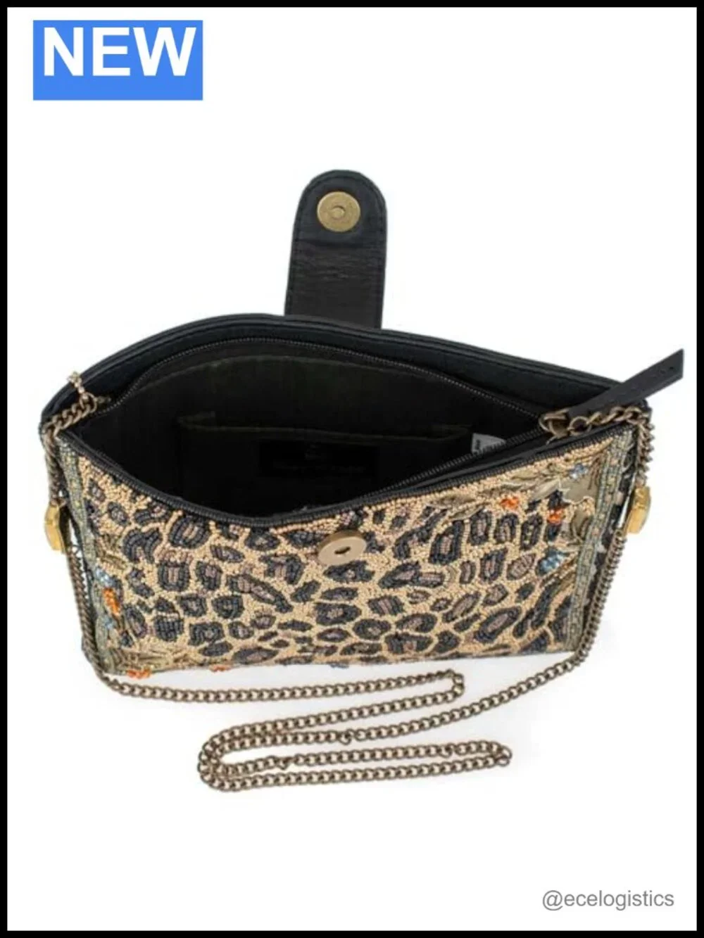 Beaded Crossbody Bag with Gemstone Chain Strap